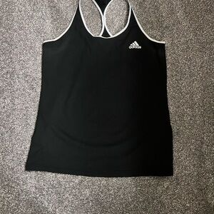 adidas Black Racerback Tank with White Trim